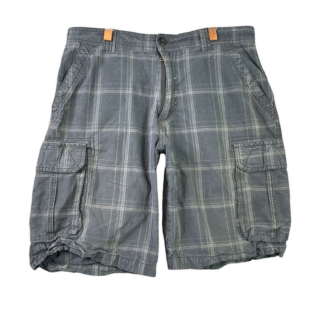 Rustic Ridge Cargo Shorts Men's 34 Plaid Cotton Hiking Outdoor Utility Surplus